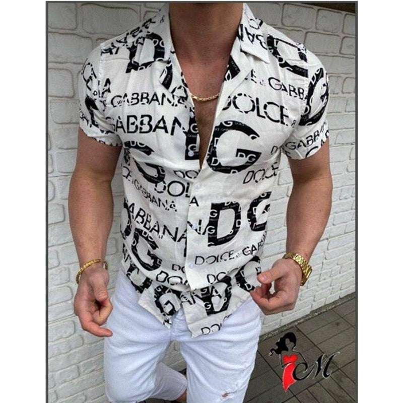 New Style Letter Printing Shirt Men's Short