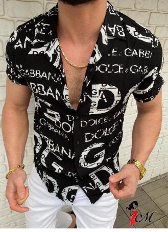 New Style Letter Printing Shirt Men's Short