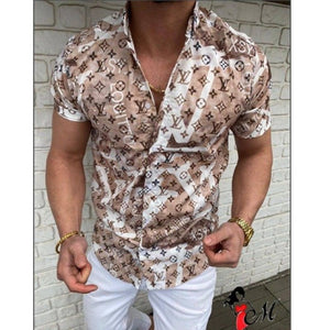 New Style Letter Printing Shirt Men's Short